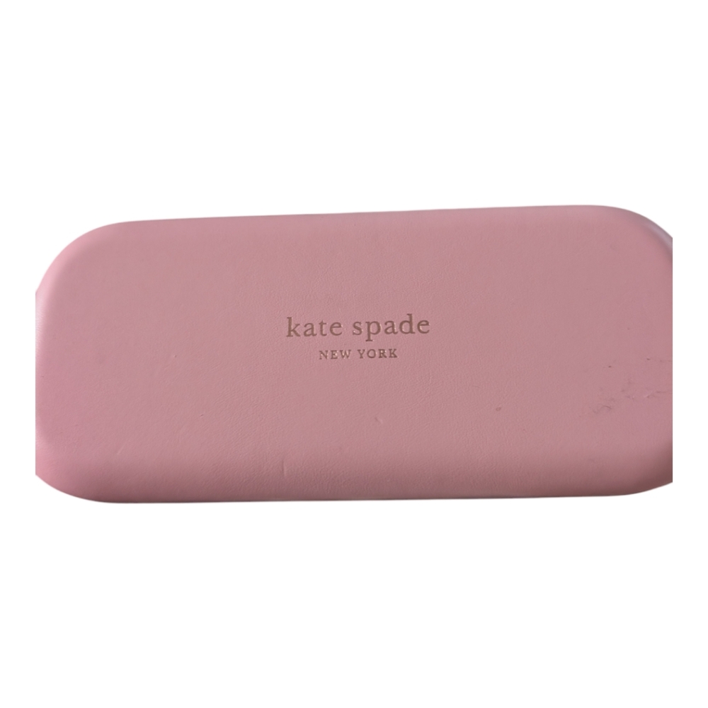Kate Spade eyeglass case; hard shell, pink/green